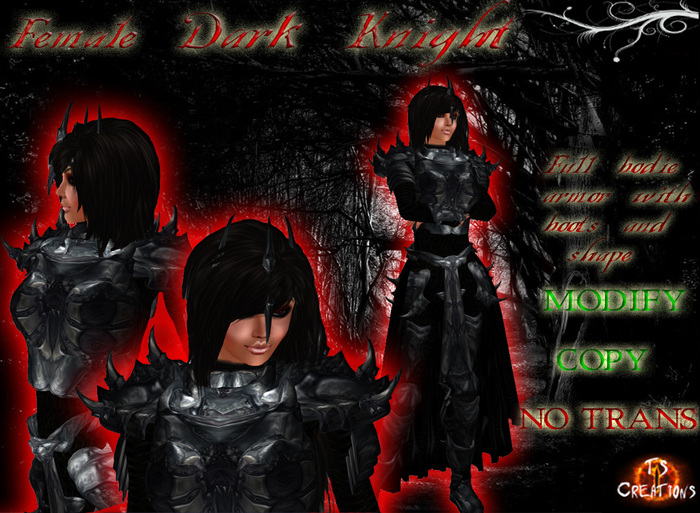 Second Life Marketplace TSC Female Dark Knight Armor Outfit wery low